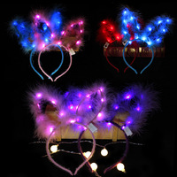 Serre-têtes lumineux LED en forme d'oreilles de lapin – Nouveauté pour concerts, fêtes, Pâques, Noël, Ramadan, remise des diplômes, Diwali