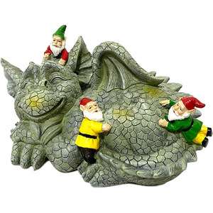 <span class=keywords><strong>T</strong></span> <span class=keywords><strong>Rex</strong></span> dinosaurio masacre gnomos estatua afuera al aire libre divertido jardín decoración - Product Image 2