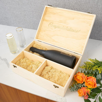 Boîte à vin en bois de pin naturel avec couvercle, 2 flûtes sans pied, coffret cadeau pour bouteille de champagne, boîte cadeau en bois pour vin individuelle avec couvercle à charnière