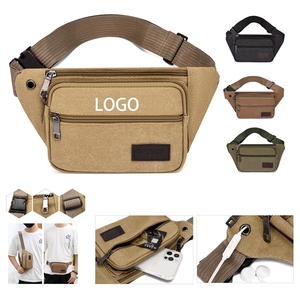 กระเป๋าคาดเอวผ้าแคนวาสสีกากีแบบสแนปดีไซน์สำหรับเดินทาง ขี่มอเตอร์ไซค์ กันน้ำ ปิดด้วยซิป ประหยัดพื้นที่ - Product Image 2