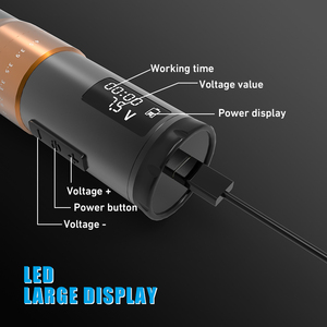 ชุดเครื่องสักไร้สายปรับระยะชักได้ 2.7-4.5 มม. พร้อมด้ามจับ LED มอเตอร์ 12000 รอบต่อนาที แบตเตอรี่อัลลอยด์ ปากกาโรตารี่ - Product Image 4