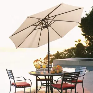 Лучший выбор товаров, солнечный зонт для патио со светодиодной подсветкой, регулировка наклона, автоматический зонт для сада и патио, устойчивый к сильному ветру