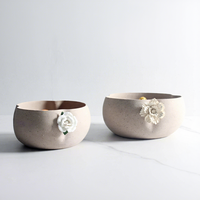 Nouvelle Arrivée 2026 – Décoration d'Intérieur Luxe en Céramique Géométrique Beige Moucheté Faite à la Main, Écologique, Style Mid-Century Moderne, Étanche