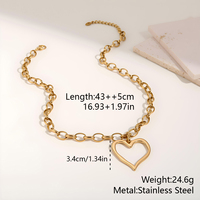 Collier KITI Cœur Contourné Moderne en Métal Mixte, Acier Inoxydable Bicolore, Effet Superposé, Bijou Tendance Romantique