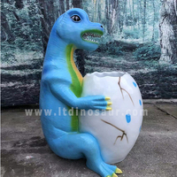 Personnaliser la poubelle de dinosaure en fibre de verre mignonne et étanche poubelle pour parc d'attractions en plein air