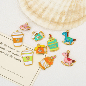 Breloques en émail en acier inoxydable, motifs dessin animé, crème glacée, téléphone, carrousel, pendentifs, accessoires de bijoux DIY, cadeau unisexe - Product Image 1