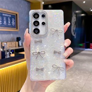 S24 s25 fe के लिए प्यारा सेल फोन कवर, 24 s25 एज शेल पैटर्न तितली हीरा केस मटर डिजाइन - Product Image 4