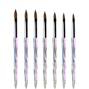 Ensemble de brosses à ongles à manche en cristal de 4 à 7 mm, tête plate, poils en nylon, tige transparente, brosses de manucure - Product Image 5