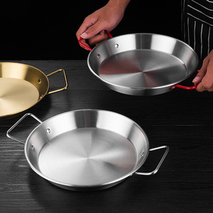 Korean Style Gold Spanish <strong>Paella</strong> <strong>Pan</strong> Silver Stainless Steel <strong>Paella</strong> Frying Cooking <strong>Pan</strong> for Homes or Restaurants Premium - Product Image 3