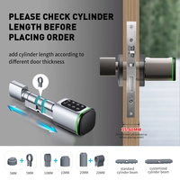 Cerradura Inteligente sin Llave con Cilindro, Compatible con la Aplicación Tuya Smartlife, Tarjeta NFC, Código PIN, Llave Mecánica, Desbloqueo por Gateway