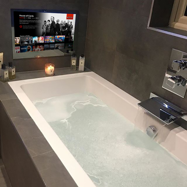 Hospitality/Hotel/Salon IP65 Waterproof and Dustproof TV Bathroom Smart Mirror TV with Light Outdoor Tv Waterproof WT-16