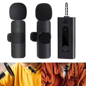 휴대용 무선 라발리에 마이크, 소음 감소 마이크, 충전식, 3.5mm Aux 인터페이스 휴대용 넥 클립 마이크로