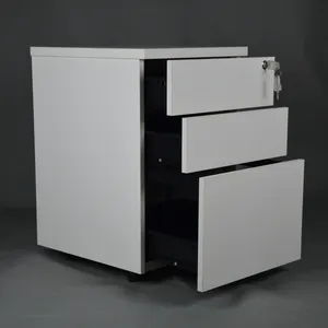 Gabinete de madera gabinete de 3 cajones de almacenamiento de Pedestal móvil