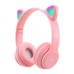 Écouteurs sans fil bluetooth tendance, oreillettes de jeu étanche, Style chat, casque d'écoute pliable, P47m, mah