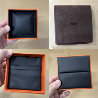 Ensemble de pochettes à bijoux orange de luxe au design unique, emballage complet, boîte cadeau avec logo personnalisé pour bracelet pour femme