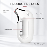 Injecteur d'oxygène haute pression pour le rajeunissement de la peau, pulvérisateur facial à jet d'oxygène hydratant avec lumière rouge et bleue pour usage domestique et professionnel