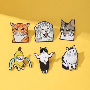 Set di Spille in Metallo Smaltato con Memes di Gatti Divertenti, Spille Metalliche con Espressioni di Gatti Carini per Amanti dei Gatti - Product Image 1