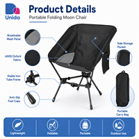 Chaise de camping pliable portable pour l'extérieur avec cadre en fer, sac de transport et poche latérale