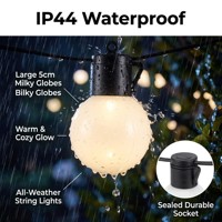 Guirlande lumineuse LED sphérique d'extérieur 16,4 pieds 20 ampoules LED pour jardin, camping et décorations de mariage IP44 étanche