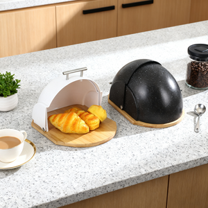 Boîte à <span class=keywords><strong>pain</strong></span> <span class=keywords><strong>de</strong></span> cuisine avec couvercle à rabat sans BPA, <span class=keywords><strong>conservation</strong></span> <span class=keywords><strong>de</strong></span> la fraîcheur, boîte à <span class=keywords><strong>pain</strong></span> <span class=keywords><strong>de</strong></span> comptoir avec base en bambou - Product Image 1