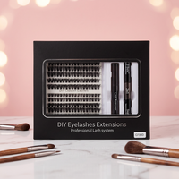 Kit de cils en grappe DIY personnalisables en gros, 80D préfabriqués, volume 9-16mm, faux cils en vison de longueurs mixtes