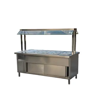 Equipo de restaurante, mesa de buffet superior de vidrio templado, baño eléctrico marie