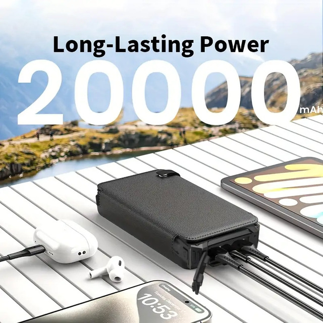 Waterproof Foldable Outdoor Camping Solar Power Bank 20000mAh High Capacity Upgraded Multifunction Type C Mobile Charger