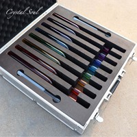 Ensemble de diapasons en quartz Chakra Crystal Soul 16 mm, instrument de musique spirituelle, série de 8 diapasons