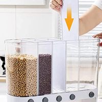 Offre Spéciale 5 compartiments en plastique boîte de rangement des aliments Silicone poignées en bois personnalisé acrylique cuisine distributeur de stockage pour les céréales