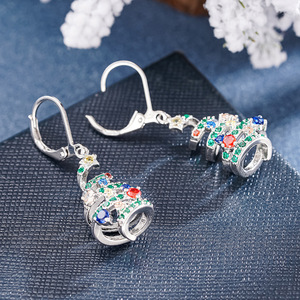 Orecchini Pendenti a Spirale con Albero di Natale e Zirconi Colorati per Donne, Gioielli Festivi per le Vacanze - Product Image 6