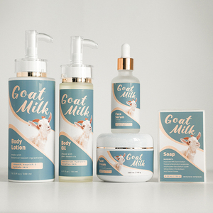 Ensemble de Soins de la Peau Marque Blanche Anti-Âge Éclatant Hydratant Crème Visage Huile Corporelle Sérum Savon Visage Lait Corporel Lait de Chèvre - Product Image 1