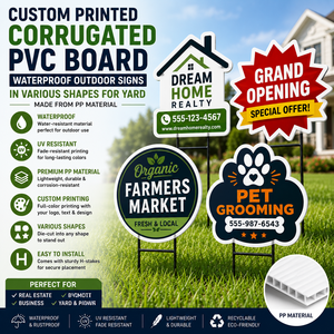 Letreros Personalizados de PVC Corrugado Impresos, Resistentes al Agua, para Exteriores, en Varias Formas para Jardín, Hechos de Material PP - Product Image 1
