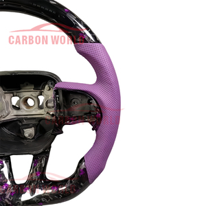 Volant <span class=keywords><strong>de</strong></span> voiture personnalisé en fibre <span class=keywords><strong>de</strong></span> carbone pour Dodge RTS Charger couleur violet style sport volant en cuir forgé - Product Image 3