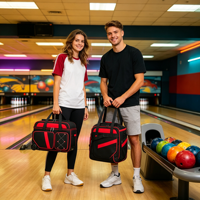 Sac de bowling à roulettes pour hommes et femmes, capacité double pour deux balles, sac de transport portable à deux couches