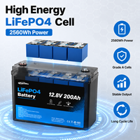 Batterie au phosphate de fer et de lithium PST 12,8 V 200 Ah à longue durée de vie pour système de panneaux solaires, camping-car, bateau, caravane et alimentation hors réseau