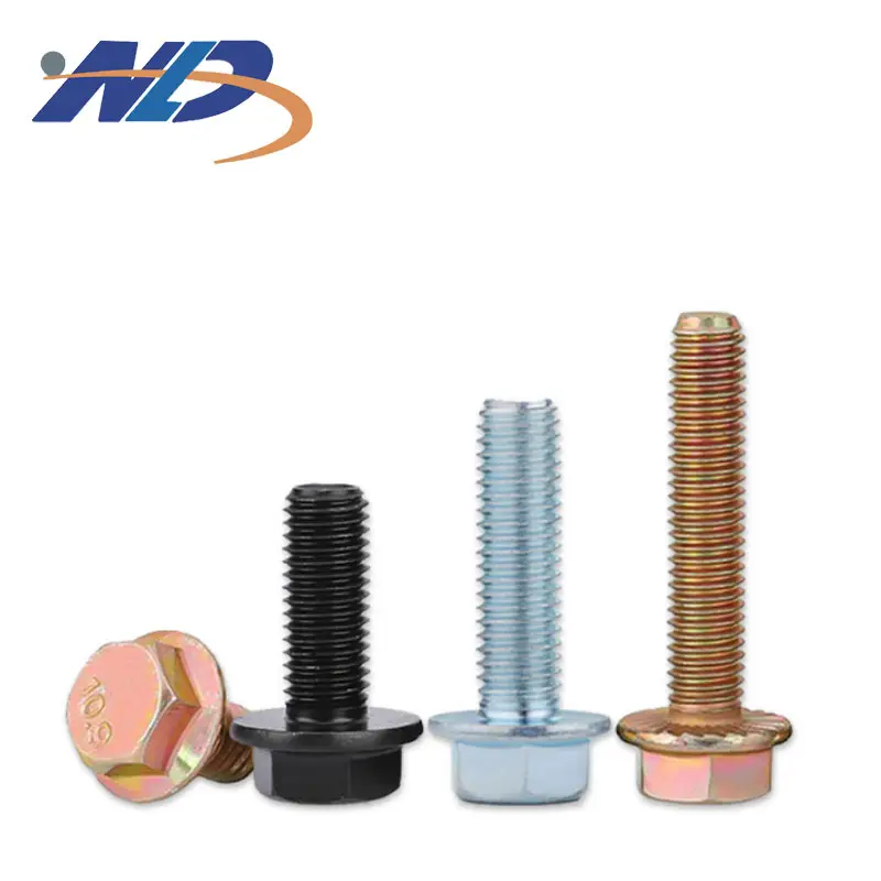 Manufacturer wholesale flange bolt hexagonal with cushion tooth anti-slip screw steel structure plating color