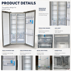 Réfrigérateur à portes françaises 608L avec distributeur d'eau, machine à glaçons, technologie Inverter, No Frost, commande tactile, 220-240V 50Hz, pour cuisine domestique - Product Image 4