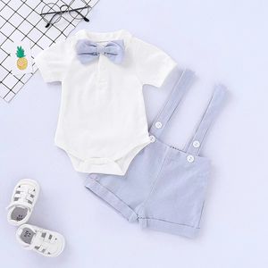 Ropa de verano para bebé, trajes de cumpleaños para caballero, vestido de fiesta, algodón suave para Recién Nacido + cinturón, conjunto de pantalones para niño - Product Image 6