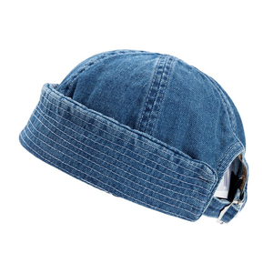 Demin Retro Algodón Sin Visera Hombres y Mujeres Brimless Cowboy Rolled Cuff Harbour No Brim Caps Sombreros Docker Cap - Product Image 4