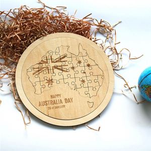 Puzzle de carte personnalisé découpé au laser, jouets en bois pour l'éducation précoce des enfants, cadeau souvenir créatif - Product Image 1