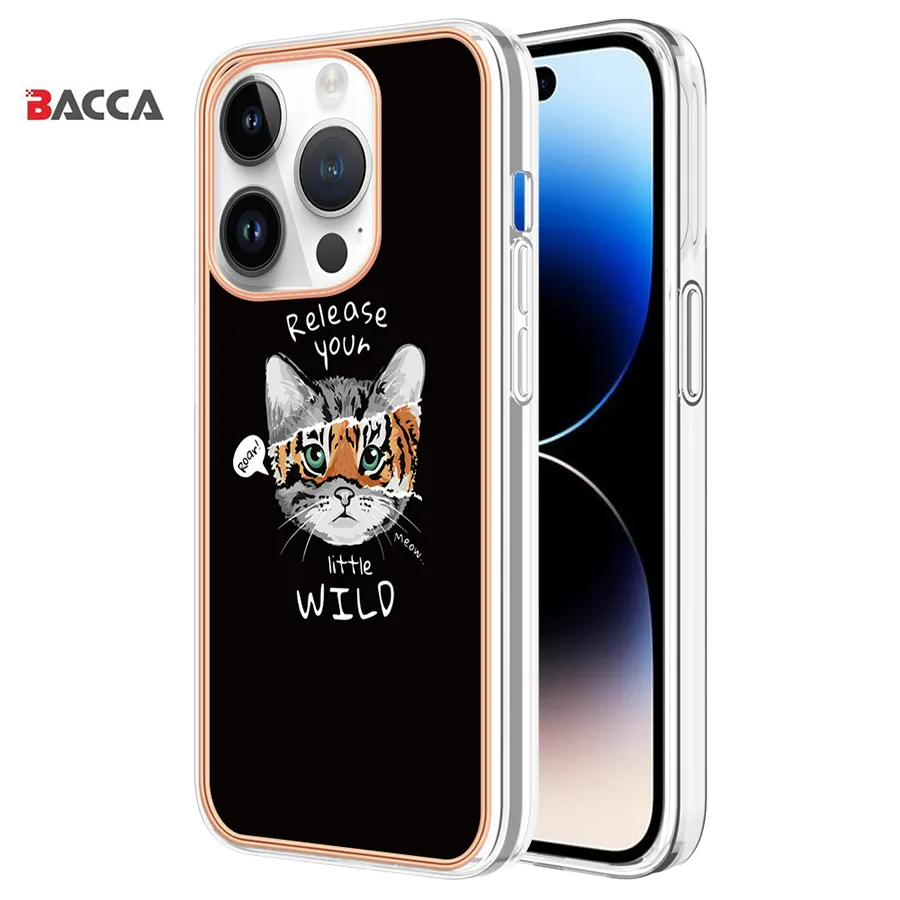 Nueva tendencia Chrome IMD funda para iPhone 13 14 15 Pro Max Cute CAT animal Phone CASE para iPhone 7 8 11/12 Promax