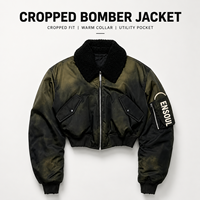 Blouson Bomber Homme Tendance Épais Fabriqué en Usine – Style Court, Coupe Vintages, en Polyester Premium, Coupe-Vent et Chaud pour l'Hiver