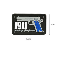 Patch Vintage 1911 Firepower en PVC souple avec crochet pour veste, sac tactique et vêtements, style à coudre, décoration en dentelle 3D