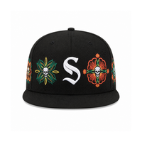 En stock Casquettes vintage bicolores tendance, structurées à 6 panneaux, brodées, en coton pour l'extérieur, type 59fif Snapback