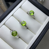 Minimalist Fashion August Birthstone Natural Peridot Rings 925 Sterling Silver Gemstone Rings for Ladies Wholesale OEM ODM