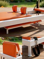 Reformer de media torre de aluminio clásico con logotipo personalizable, cama elevada y barra de pies ajustable para fortalecer el core