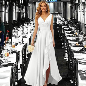 فستان شيفون لأم العروس بطول الشاي وقصة إيه لاين بأكمام نصفية مزين بالخرز والتطريز مناسب للحفلات والمناسبات الرسمية والسهرات للنساء - Product Image 2