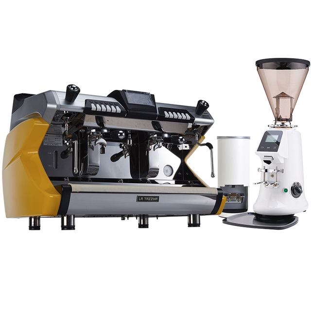 Manual Double Groups Copper Boiler Electric Commercial Cafe Industrial Coffee Brewing Machine with Bean to Cup Function