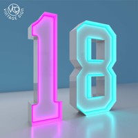 Chiffres et lettres lumineux pour 18e anniversaire, couleur RGB changeante, numéros LED autoportants pour la décoration de table ou de fond de fête d'anniversaire.