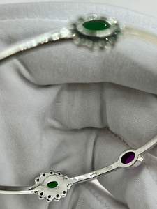 Increíble oferta en calidad estándar antiguo diseño personalizado plata oxidada rubí piedra tachonado niñas uso diario estilo Kada brazaletes - Product Image 2